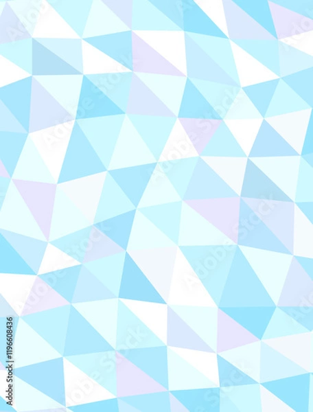 Fototapeta 水色と紫と白の淡い色合いのポリゴンの背景イラスト　縦型バージョン