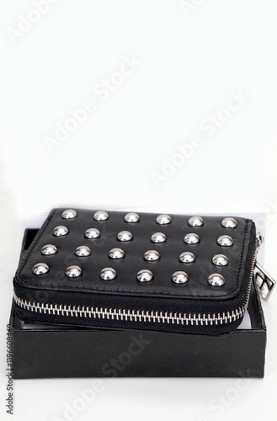 Obraz black purse on white background