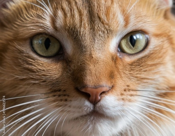 Obraz Close-up Portrait of a Ginger Cat with Striking Green Eyes and White Whiskers