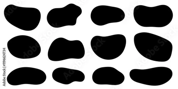 Fototapeta Hand drawn wavy organic form speech bubble, dialog frame background for text highlight set. Monochrome minimalistic sketch doodle set. 