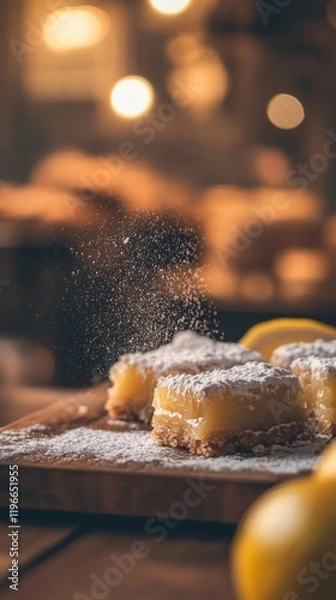Fototapeta Lemon Bars with Powdered Sugar