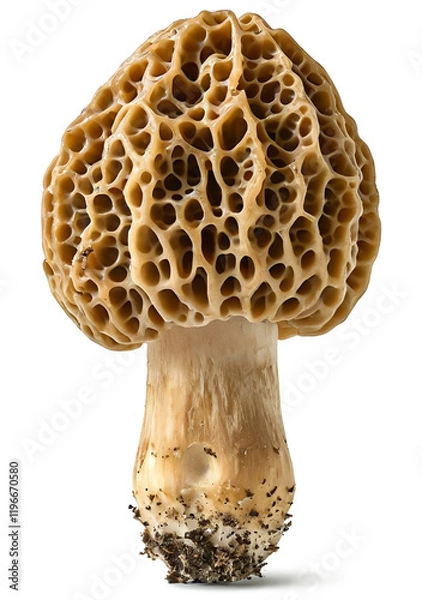 Fototapeta Morel mushroom isolated transparent background. a mochup for design.png
