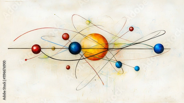 Fototapeta Atom Structure Illustration with Electrons and Nucleus