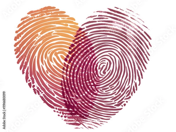 Fototapeta Romantic Fingerprint Heart Design Unique Artistic Abstract Love Pink Orange Gradient Texture Valentines Day Illustration Graphic Digital Print Pattern Background Image red coral unity style couple    