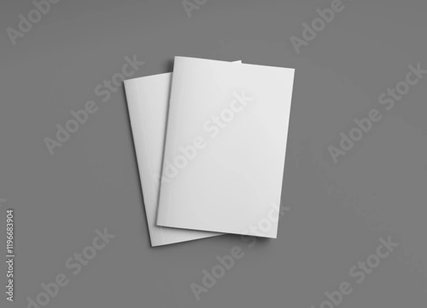 Fototapeta Two magazine covers Mockup on grey background with soft shadows. 3D rendering