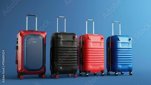 Obraz Captivating 3D Rendering: Suitcases Unveiling the Travel Concept