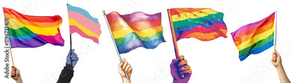 Fototapeta png Waves of Pride: A Colorful Celebration element set on transparent background 