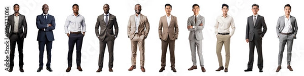 Fototapeta PNG Diverse men in professional attire, element set on transparent background