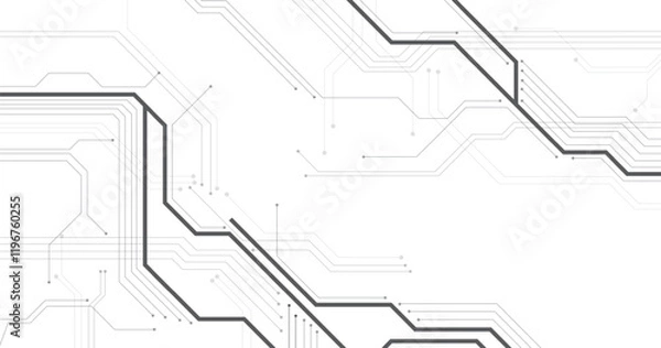 Fototapeta Black circuit on a white background concept.High-tech circuit board connection system.Vector abstract technology on a white background.