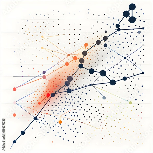 Fototapeta Illustrative Display of Linear Regression Analysis Method on a Scatter Plot Chart