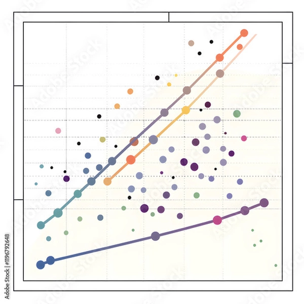 Obraz Illustrative Display of Linear Regression Analysis Method on a Scatter Plot Chart