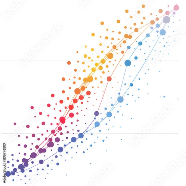 Fototapeta Illustrative Display of Linear Regression Analysis Method on a Scatter Plot Chart