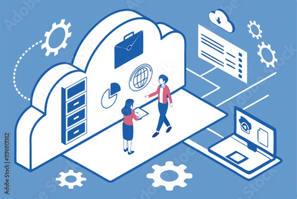 Fototapeta cloud computing, data security, online collaboration, digital workspace, business technology, file sharing, network connectivity, encryption, user authentication, cloud storage, productivity tools, f