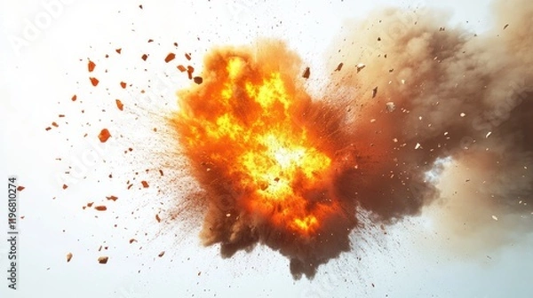 Fototapeta Fiery Explosion Captured: A Dramatic Image of a Powerful Blast