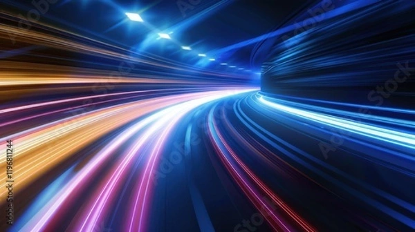 Fototapeta Futuristic Energy Tech Concept: Abstract Vectors & Digital Illusion of Light