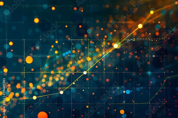 Obraz Illustrative Display of Linear Regression Analysis Method on a Scatter Plot Chart