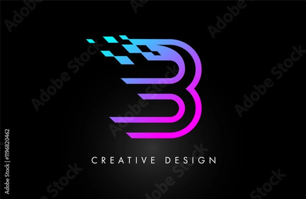 Fototapeta B Racing Style letter Logo design icon Vector