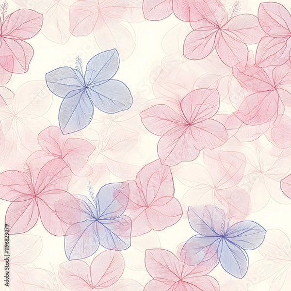 Fototapeta Creative Seamless Pattern 2D Doodle Floral Illustrations for wallpaper, card, tile.