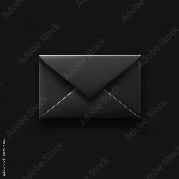 Obraz Sleek black envelope icon with sharp lines, representing modern communication in a digital era for creative design and branding purposes