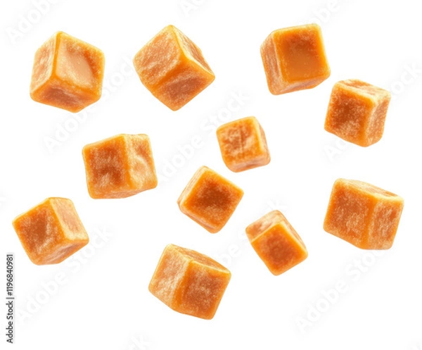 Obraz Caramel Cubes: Sweet and Crispy Treats , isolated on white background PNG