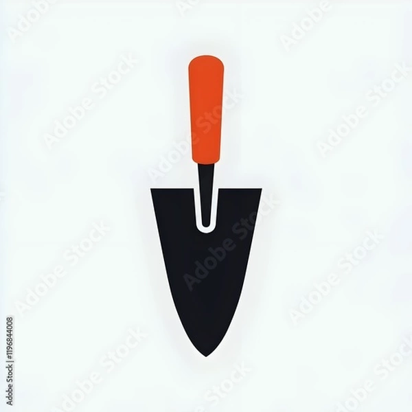 Fototapeta Pointing trowel with orange handle isolated on white background. Construction tools and hardware.