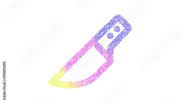 Fototapeta Icon knife kitchen is made up of LED square shapes. There are bright diodes and there are black dead diodes