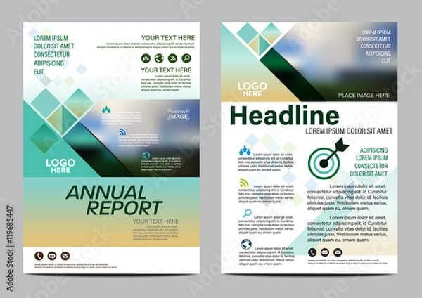 Fototapeta Green nature Brochure Layout design template. Annual Report Flyer Leaflet cover Presentation Modern background. illustration vector in A4 size
