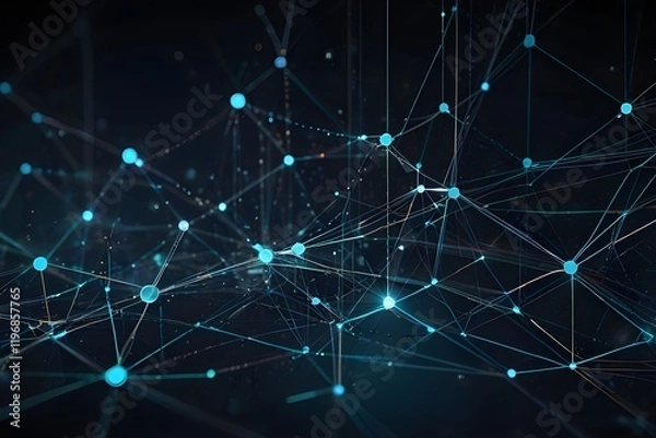 Fototapeta Abstract futuristic digital technology network connected with communication lines background Generative AI