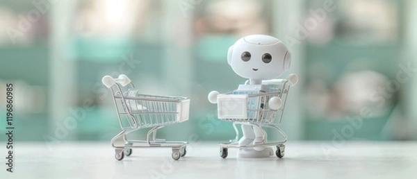 Fototapeta Robots and carts in the supermarket