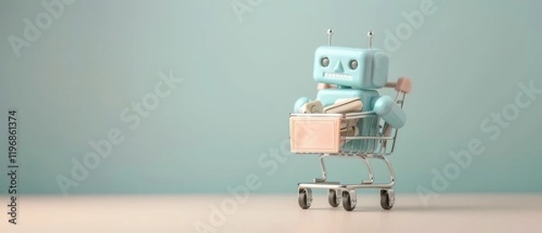 Fototapeta Robots and carts in the supermarket