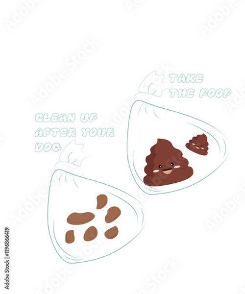 Fototapeta vector illustration clean up after the dog. Poop vector on a white background. Flat illustration throw away the poo after the dog