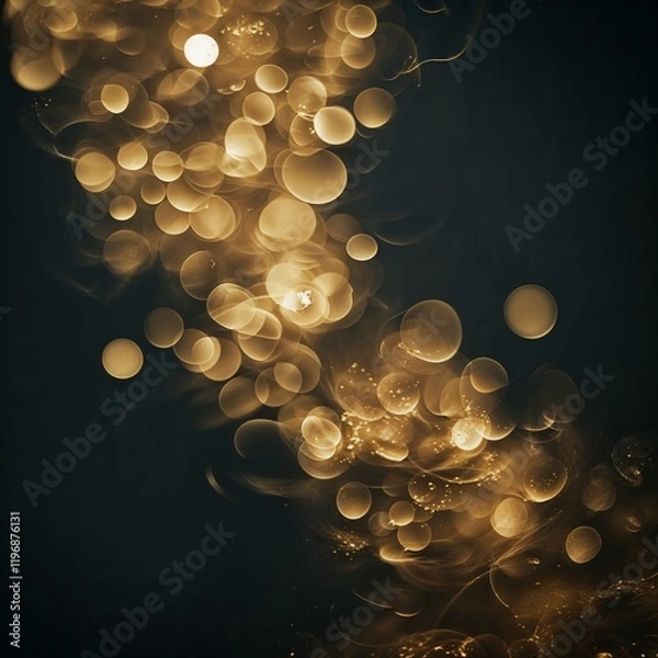 Fototapeta Blurred golden bokeh on black background