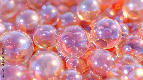 Obraz Close-up of iridescent soap bubbles reflecting light in a colorful arrangement.