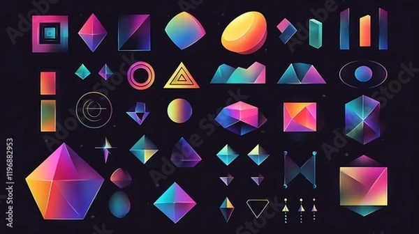Fototapeta Vibrant Geometry: A Collection of Colorful Geometric Shapes with Gradient Effects