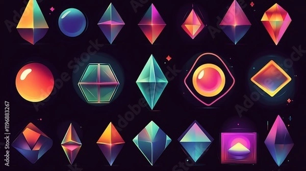 Fototapeta Vibrant Geometry: A Collection of Colorful Geometric Shapes with Gradient Effects