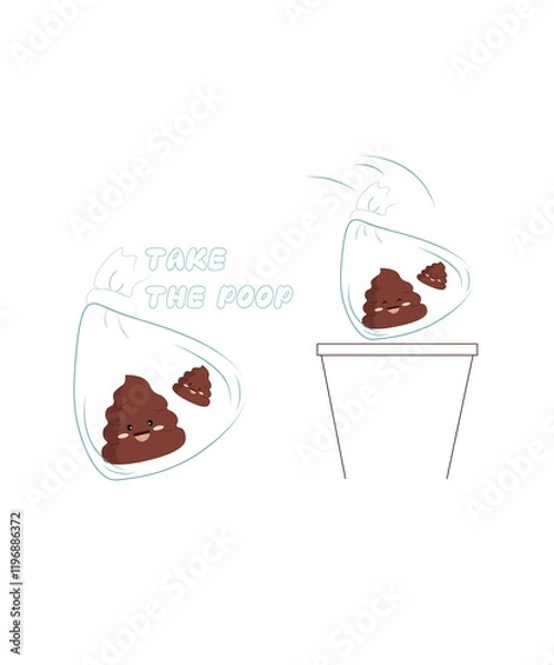 Fototapeta vector illustration clean up after the dog. Poop vector on a white background. Flat illustration throw away the poo after the dog