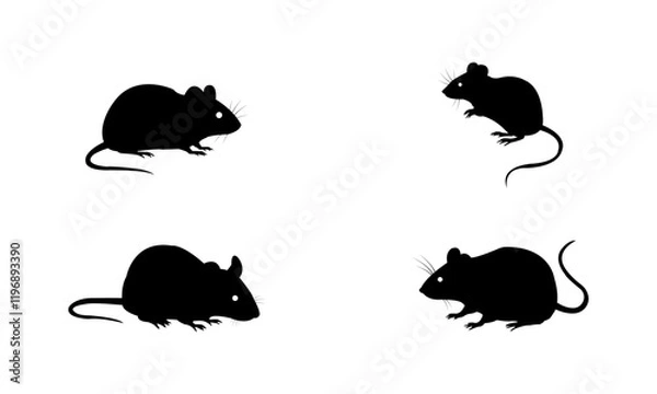 Fototapeta Mouse types silhouette set black and white 