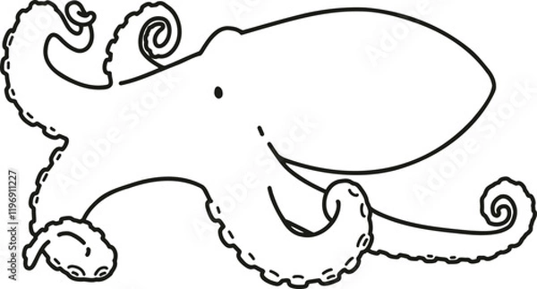 Fototapeta Simple and adorable octopus line art illustration