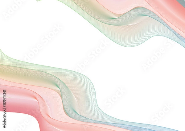 Obraz Pastel Wave Abstract:  Fluid, pastel-colored waves create a dynamic and elegant abstract design, perfect for backgrounds or design elements. The soft hues evoke feelings of calm and serenity.
