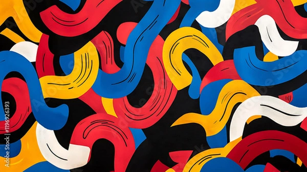 Fototapeta Abstract geometric pattern with bold colors and dynamic lines