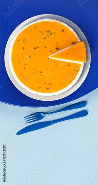 Fototapeta Yellow Mango Cake with Jello