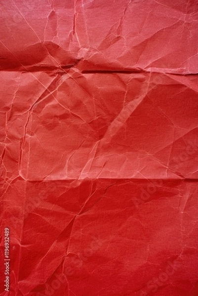 Fototapeta Red paper with a rough texture. The paper is crumpled and torn, giving it a worn and aged appearance. The red color of the paper contrasts with the rough texture, creating a sense of depth