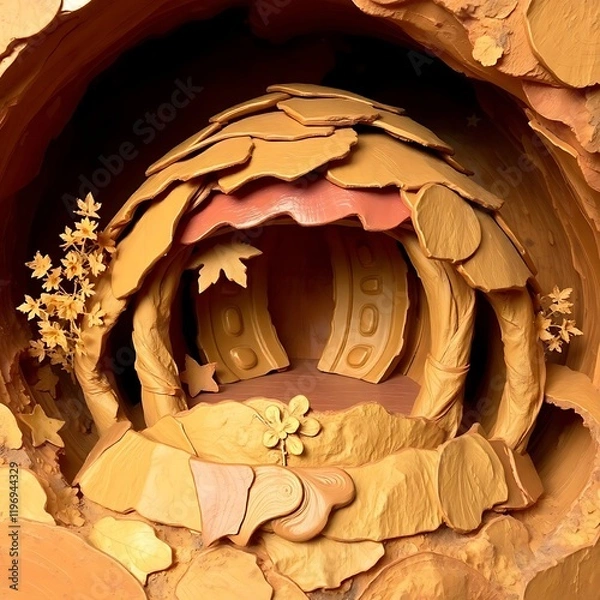 Obraz Miniature clay cave dwelling.