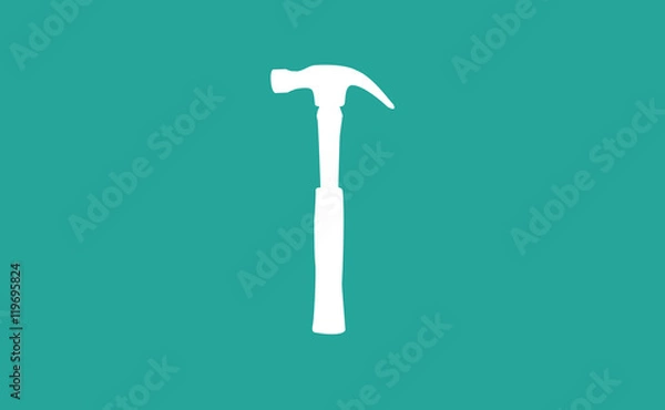 Obraz Vector white hammer symbol on flat background