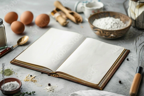 Fototapeta Recipe Book Mockup: Culinary Design with Copy Space for Your Recipes