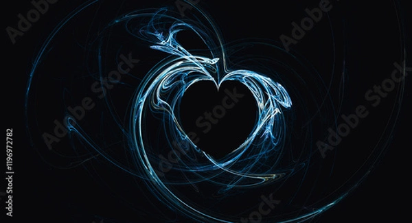 Fototapeta dark background with heart illustration made with thin lines abstract and artistic feel