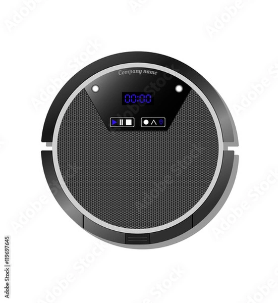 Fototapeta Robot vacuum cleaner with a touch screen. view from above.