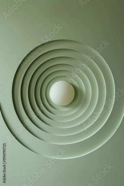 Obraz Tranquil abstract artwork with sage green gradient blending softly with a circle in the middle, infused with soft yellows.