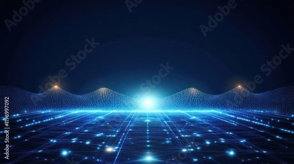 Fototapeta Abstract Digital Landscape: Futuristic Network Visualization