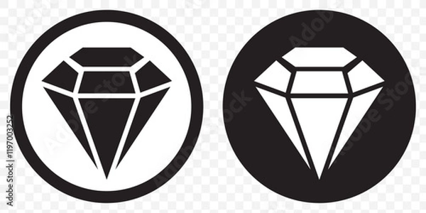 Obraz Diamond icon set. diamond gems vector icon. Diamond icon set. Line and silhouette. eps 10.